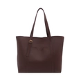 Minimalist large brown PU leather tote bag with adjustable straps and front pocket - Coffee