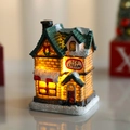 Lighted Christmas resin miniature ice cream shop with warm LED and snow rooftop - Ice Cream Shop (Style G)
