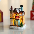 LED lighted Christmas resin miniature toy shop house with snow details and holiday glitter tree - Toy Shop (E)