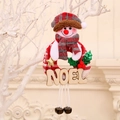 Christmas snowman wreath ornament with red plaid hat and NOEL wooden sign on white branches - Noel Style / Snowman