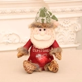 Plush Christmas doll gift bag with Merry Christmas embroidery and red burlap texture - Santa Claus