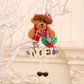 Christmas plush bear ornament with wooden Noel letters and bells on rustic branch - Noel Style / Bear
