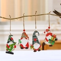 4er-Set festliche Weihnachtsgnome aus Holz, die an natürlichen Zweigen hängen - Klassische Elemente Stil (Set 1) / 4er-Set