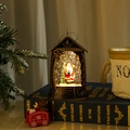 Bronze Christmas phone booth lantern with glowing Santa Claus and snow effect decor - Flat Lantern Water Filled Santa Style