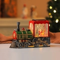 Vintage green and red Christmas steam train ornament with glowing musical snow globe interior - Steam Train Head Santa Non-Rotating (Light Music)