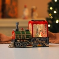 Vintage red and green Christmas train musical snow globe with snowman and glitter - Steam Train Head Snowman Non-Rotating (Light Music)