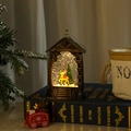 Christmas lantern ornament with reindeer and tree, warm LED glowing holiday decor - Flat Lantern Water Filled Deer Style