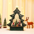Christmas tree snow globe lantern with green hollow metal frame and glowing star - Iron Tree Shape Santa Non-Rotating (Light Music)