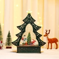 Green Christmas tree snow globe lamp with snowman scene and glowing star top decoration - Iron Tree Shape Snowman Non-Rotating (Light Music)