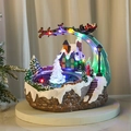 Christmas LED light-up resin fountain with flying reindeer and glowing snowy tree - Christmas Tree Style (Colorful Light)