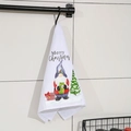 Weiße Weihnachts-Handtuch mit festlichem Gnom und Merry Christmas Aufschrift - Grau mit Kapuze