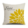 Funda de cojín de lino con girasol amarillo y texto Love beyond words - Love Beyond Words - Floral Amarillo (23YM20-3)