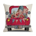 Independence Day linen pillow case with vintage red truck, USA flag and pink flowers - USA Truck Flowers Flag Style (23YM8-25)