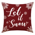 Roter Weihnachts-Kissenbezug aus Leinen mit Let it Snow Aufdruck und Schneeflocken - Let it Snow Schriftzug (23YM67-1)
