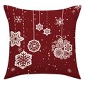 Roter Kissenbezug mit Schneeflocken-Motiv aus strapazierfähigem Leinen-Mischgewebe - Weihnachtskugel Muster (23YM67-2)