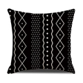 Linen cushion cover with black and white geometric diamond pattern in Nordic style - Black Background White Geometric Pattern (23YM19-1)