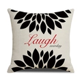 Quadratischer Kissenbezug aus Leinen mit Blumenmuster und Laugh everyday-Druck - Laugh Everyday - Rot Schwarz Symmetrisch (23YM20-11)