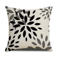 Linen cushion cover with black and grey abstract floral pattern on cream base - Beige Background Radial Petal Pattern (23YM19-3)