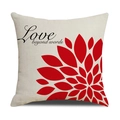 Kissenhülle aus Leinen mit Blumenmuster und Love beyond words Text auf beigem Grund - Love Beyond Words - Rot Radial Floral (23YM20-12)