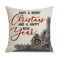 Christmas linen pillowcase with Merry Christmas text and pine cone prints for holiday decor - 45x45cm / Beige Pinecone Merry Christmas Style (YMX72-2)