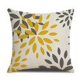 Linen decorative square pillowcase featuring abstract yellow and grey floral patterns - Beige Yellow Background Yellow Grey Floral (23YM19-7)
