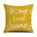 Square linen pillow cover in ginger yellow with Home Sweet Home print for sofa decor - Ginger Yellow Background Letter Pattern (23YM19-8)