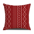 Linen decorative pillow cover featuring a deep red geometric pattern on white background - Red Background White Geometric Pattern (23YM19-11)
