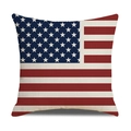 Linen Independence Day pillow cover featuring a vintage American flag pattern with stars - Classic Stars and Stripes All Over Print Style (23YM9-13)