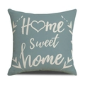 Linen decorative pillowcase in grey-blue with Home Sweet Home print for sofa - Grey Blue Background Letter Pattern (23YM19-14)