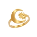 Anello regolabile in oro e acciaio inossidabile con design celeste di luna e sole - Stile Luna Sole Oro (F445)