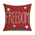 Red Independence Day linen pillowcase with Freedom text and white star patterns - Freedom Red Background White Text Style (23YM9-23)