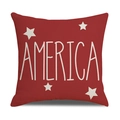 Independence Day linen pillowcase in dark red featuring America text and white stars - America Red Background White Text Style (23YM9-24)