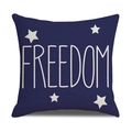Deep blue Independence Day pillow cover featuring Freedom text and white star patterns - Freedom Blue Background White Text Style (23YM9-27)