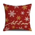 Red Christmas pillow cover with white Let it Snow text and golden snowflake patterns - 45x45cm / Red Snowflake let it snow Style (YMX72-1)