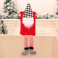 Christmas gnome gift bag with red drawstring and red white striped legs for holiday gifts - Red
