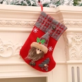 Calza di Natale in velluto rosso con Babbo Natale 3D, plaid e campanelli decorativi - Babbo Natale