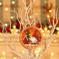 Colgante redondo de madera navideño con gnomo y árbol en rama decorativa blanca - Gnomo de Sombrero Rojo Redondo
