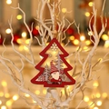 Weihnachtlicher leuchtender Holzstern mit Weihnachtsmann und LED-Licht für Baumdeko - Baumform