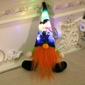 Lichtgevende Halloween kabouter met oranje baard en griezelige kasteel muts decor - Oranje