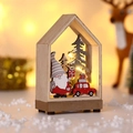 Cabane de Noël lumineuse en bois avec Père Noël et petite voiture rouge décorative - Gris Bonnet