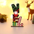 Wooden NOEL Christmas desk ornament featuring a gnome with red and black plaid hat - NOEL Letter Red Black Plaid Gnome Style