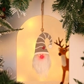 Gnomo di Natale luminoso con cappello a righe grigie e naso rosso retroilluminato - Strisce Grigie e Bianche