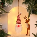 Gnomo di Natale luminoso con cappello a strisce rosse e decorazione barba bianca - A righe rosse e bianche