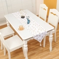 White Christmas table runner with gold and silver stars and elegant corner tassels - Gold Star Style