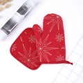 Red Christmas oven mitt and pot holder set with white star pattern for kitchen heat protection - Red Zirconia Set
