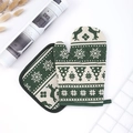 Set guanto da forno e presina natalizio verde bosco con renne e fiocchi di neve - Set con Zirconia Verde