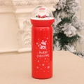 Red Christmas thermos with Santa figurine lid and Merry Christmas print design - Gift Bag Style