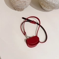 Mini semi-circle waist bag in burgundy faux leather with adjustable strap - Red