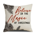 Christmas pillow cover with pinecone print and Believe in the Magic of Christmas text - 45x45cm / Beige Believe in the Magic Style (YMX72-3)