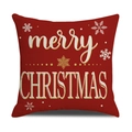 Red Christmas pillowcase with golden Merry Christmas text and snowflake patterns - 45x45cm / Red Merry Christmas Letter Style (YMX72-4)